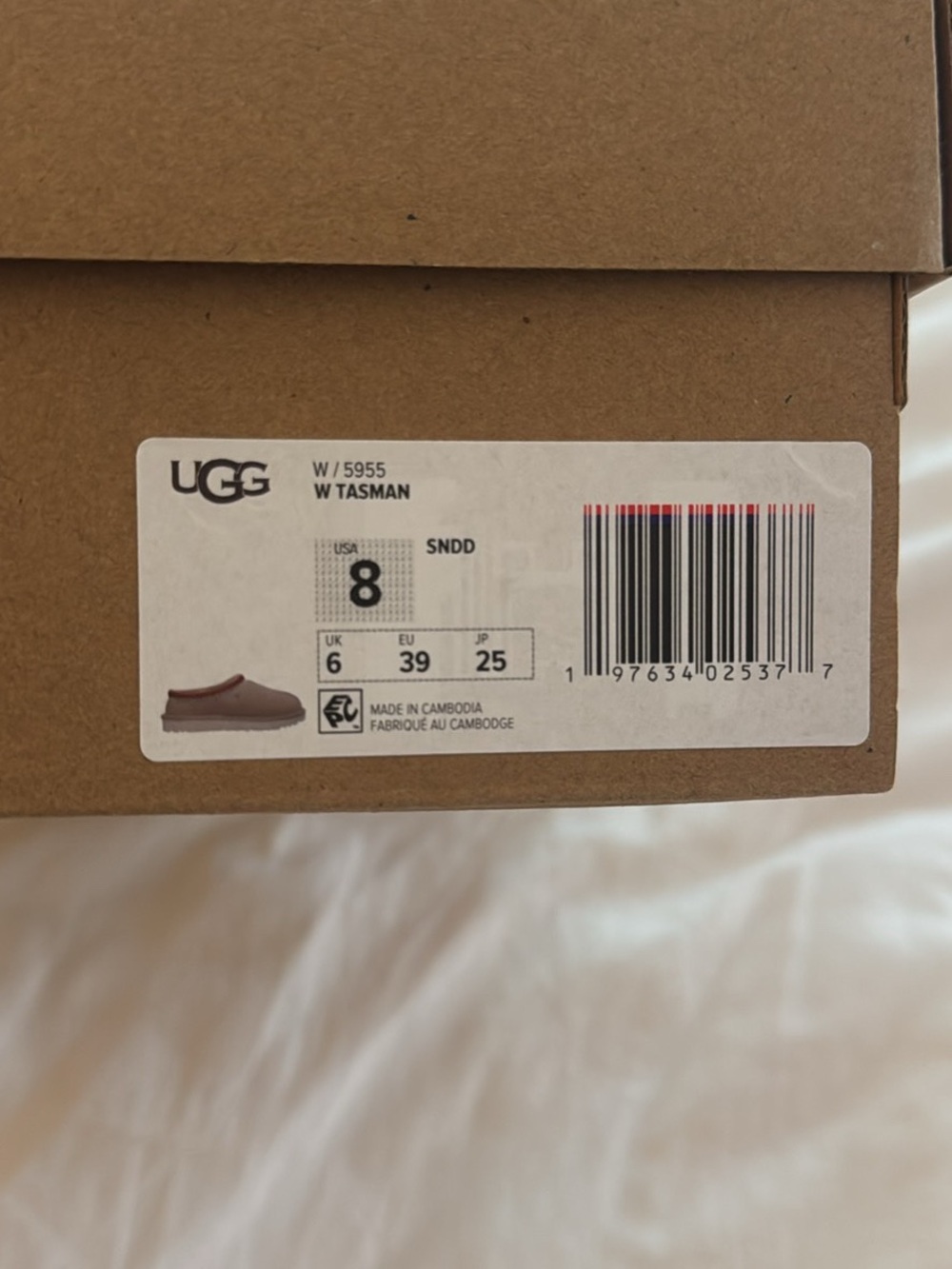 UGG Women's Tan Slip-On Shearling Lined Slippers with Red Trim - Picture 7 of 7